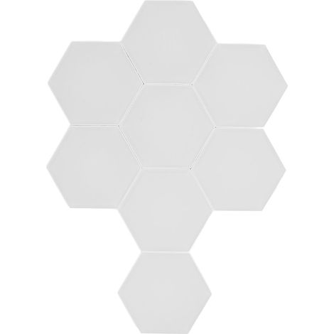 Kit de 8 lampes murales hexagonales LED RGB avec synchronisation musicale, télécommande vocale, Wi-Fi et port USB, idéal pour les soirées cinéma et jeux vidéo. (1/5)