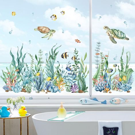 Autocollants Fenêtre Sous la Mer Algues Stickers Poissons Océan (1/5)