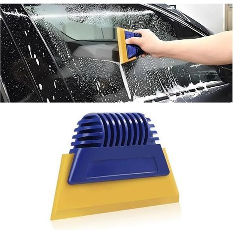 (Sarcelle) Grattoir multi-usages en silicone et vinyle, grattoir flexible en caoutchouc pour film de fenêtre, grattoir pour vitres, porte de douche (1/4)