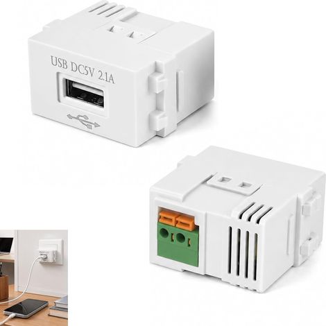 Lot de 2 Modules d’Alimentation USB 220V vers 5V 2.1A, Modules d’Alimentation Encastrés USB Transformateur AC DC Chargeur USB Intégré Adaptateur Sortie USB pour Smartphone Tablette Appareils Projet
