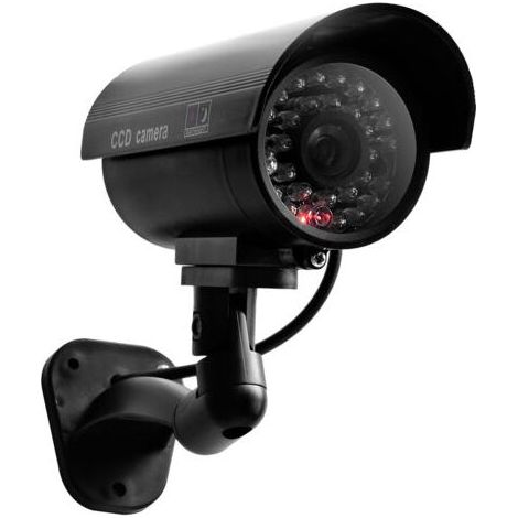 Wasserdichte Attrappe einer Überwachungskamera mit blinkendem rotem LED-Licht, Typ "Bullet", für den Innen- und Außenbereich (Einfahrt, Garten, Terrasse, Veranda). (1/5)