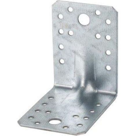 Staffa angolare in acciaio zincato rinforzato 90 x 80 x 50 mm – 16 fori, diametro 5 mm – Per unire angoli in legno e metallo – Confezione da 50 pezzi – (1/5)