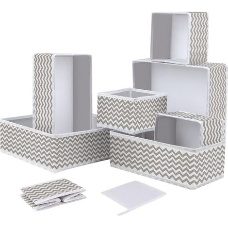 Ensemble de 8 boîtes de rangement, boîtes de rangement pliables, cubes de rangement pliables en toile de jute, organisateur de tiroir pour étagère, armoire, soutiens-gorge, chaussettes (1/5)