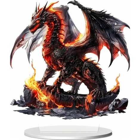 Décoration en acrylique dragon flamme pour bureau, appartement et maison, figurine acrylique 2D, décoration de table pour l'entrée, article de décoration plat, décoration de dragon médiéval (1/5)