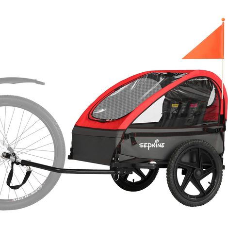 Sepnine BT609 Remorque Vélo Enfants – 2 Kids, Pliable, Étanche - Rouge (1/5)