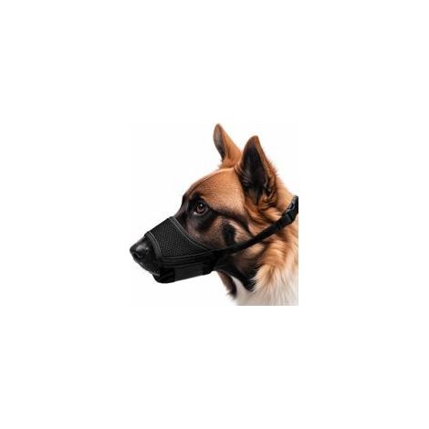 Hundemaulkorb, verstellbarer Nylonmaulkorb, weiches Netzgewebe mit Schnalle, atmungsaktiv, verhindert Fressen, Beißen und Bellen, Schwarz XL (1/5)