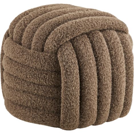Pouf Napier in tessuto marrone con design annodato 48×48×43 cm (1/5)