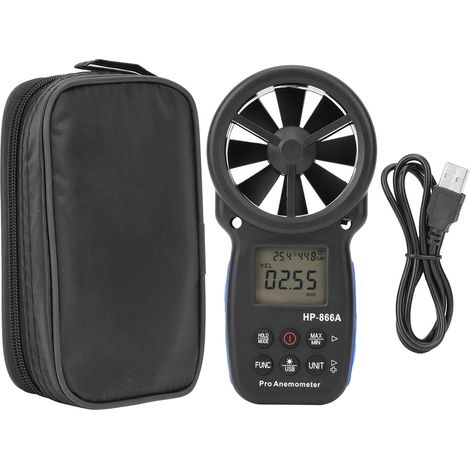 Anémomètre numérique portable HP-866A, mesure vitesse du vent, thermomètre température de l'air, avec port USB, jauge de vent pour usage extérieur (1/5)