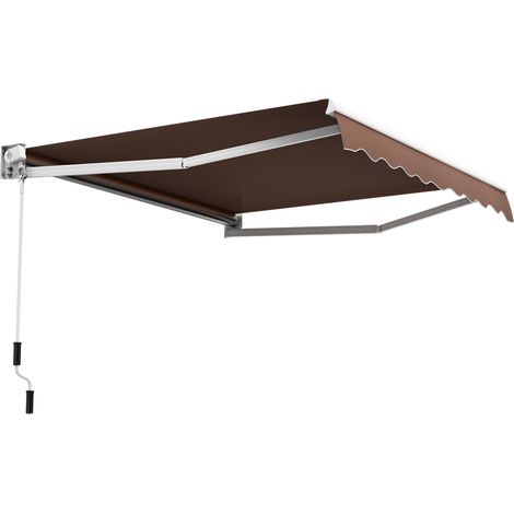 Store Banne Auvent Rétractable Manuel 245x200CM Angle Ajustable 40°-100° sans Perçage Marron (1/5)