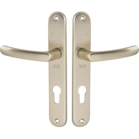 1 Ensemble Poignée De Porte Plaque Entraxe 195 Mm Carré 7 Mm Aluminium Finition Champagne Pour Porte Entrée Bureau Garage (1/5)