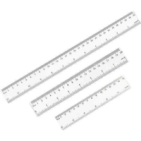 lot De 3 Rgles Droites- Transparent En Plastique De 15,2 Cm, 20 Cm, 30 Cm Accessoire De Mesure (1/5)