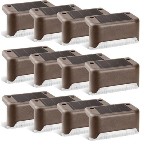 Set mit 12 Solar-Terrassenleuchten – Bronze-Finish – Wasserdicht – Für Einfahrten, Höfe, Terrassen, Treppen, Stufen und Zäune. (Warmweiß) (1/4)