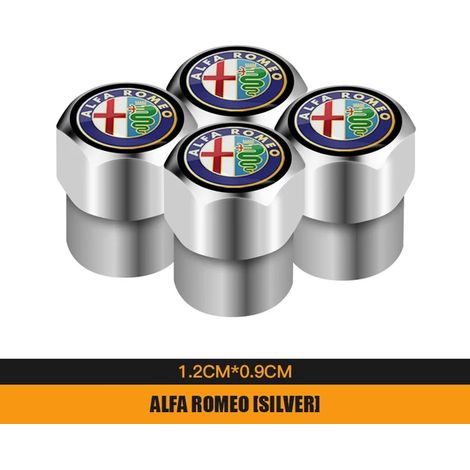 (B argent) 4 pièces bouchons de Valve de pneu en métal couvercle de tiges d'air de pneu de voiture adapté pour 159 147 156 GT Giulietta Mito Giulia Stelvio Disco Volante (1/5)