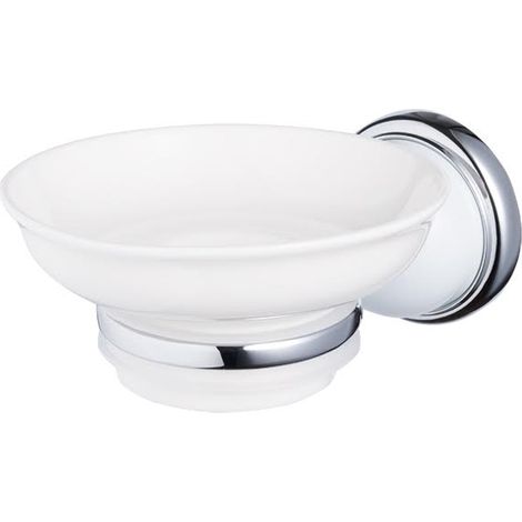 Portasapone da parete Bisk, colore bianco granata, in metallo argentato, 1 pezzo. (1/2)