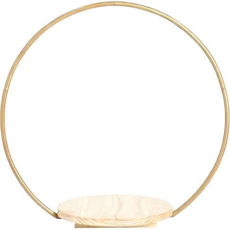 Runder, geometrischer Tortenständer (50 cm Durchmesser, 20 Zoll) aus Holz und goldfarbenem Metall – Hochzeits- und Partydekoration (1/5)