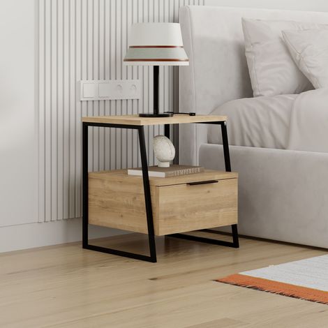 Decortie Pal Table de nuit moderne multifonctionnelle Chêne