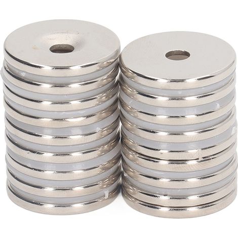 18 starke runde Neodym-Magnete Ø18mm mit Loch, Set mit 18 Mini-Stücken, für Bastel-, Wissenschafts- und industrielle DIY-Projekte. (1/5)