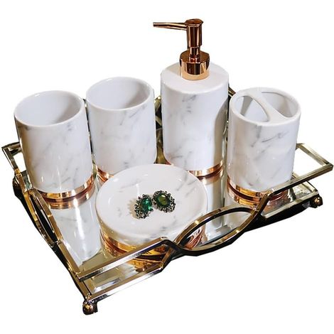 Badezimmer Set Waschtisch Set in nordischer Marmoroptik