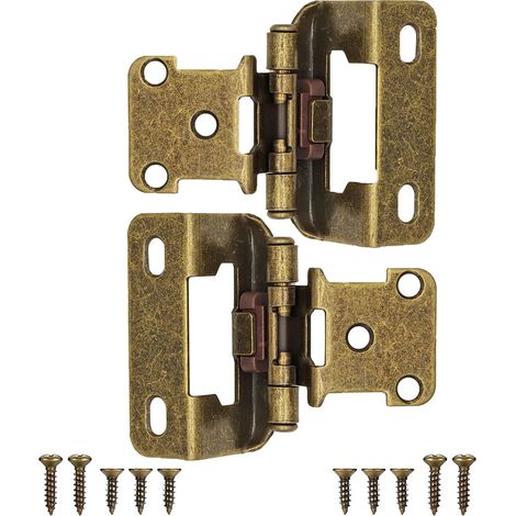 (Lot de 2 - Bronze) Charnière métallique robuste et silencieuse, vis incluses, adaptée aux portes de placards en bois, aux meubles anciens et aux placards de cuisine. (1/5)