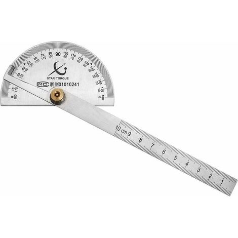 Rapporteur Angle - Acier Inoxydable 0-180° - Règle Combinaison Tête Ronde 100 mm - Pour Menuiserie Dessin Bricolage - 1 Pièce (1/5)