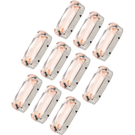 Lot de 10 strass à coudre, cristaux brillants, boutons décoratifs pour loisirs créatifs, vêtements, chaussures, sacs, 1,8 x 2,8 cm, rose, rectangulaire (1/5)