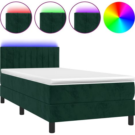 Maison Exclusive - Cama box spring colchón y LED terciopelo verde
