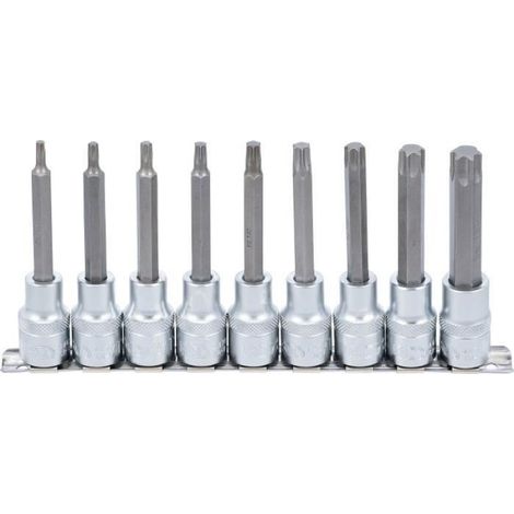 Jeu de douilles à embouts - - 8 pièces - Profil T - 12,5 mm (1/2'') - Acier chrome-vanadium
