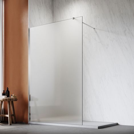 SONNI Pareti Doccia Walk in 8mm Vetro Temperato Nano Smerigliato Con Barra Stabilizzatrice 120cm Nero 90x200cm (1/5)