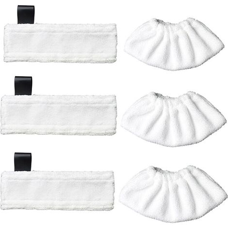 Set di 6 panni di ricambio in microfibra per pulitori a vapore Kärcher EasyFix SC 2, SC 3, SC 4, SC 5 (3 per spazzola per pavimenti + 3 per bocchetta manuale) - Crezuo