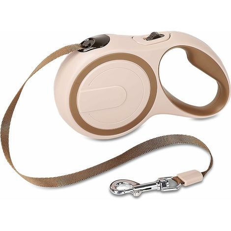 Correa retráctil para perros, freno y bloqueo de un solo botón, correa extensible de 360° sin enredos con cincha de nailon trenzado de alta densidad (M, Marrón) (1/5)