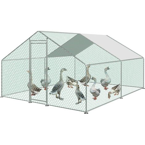 Enclos Poulailler 12 m² parc grillagé 4x3 M acier galvanisé avec filet (1/4)