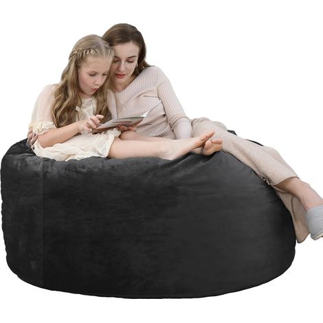 Sillón tipo puf, espuma viscoelástica de alta resiliencia, funda de terciopelo holandés, negro (1/2)