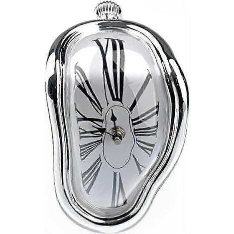 Horloge Silencieuse Design Surréaliste Moderne, Décor d'Étagère en Forme de L pour Bureau Maison, Style Fondu Artistique Courbé, Horloge Murale Suspendue (1/5)