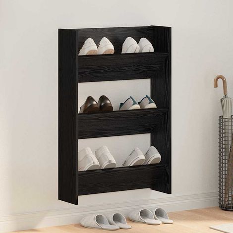 Schuhschrank Schwarz Eichen-Optik 60 x 18 x 90 cm Holzwerkstoff