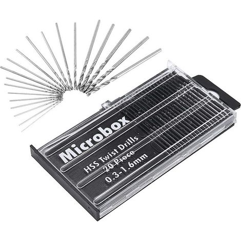 Lot de 20 forets hélicoïdaux - 0,3 à 1,6 mm - HSS - Mini perceuse à main - Perceuse à main - Mini perceuse à vis - Pour le Drilling, le modélisme Making, la perceuse à main en métal et bois (1/5)