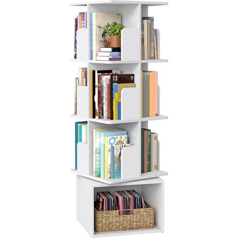 Bibliothèque Rotative à 4 Niveaux, 40 x 40 x 124,6 cm (1/5)
