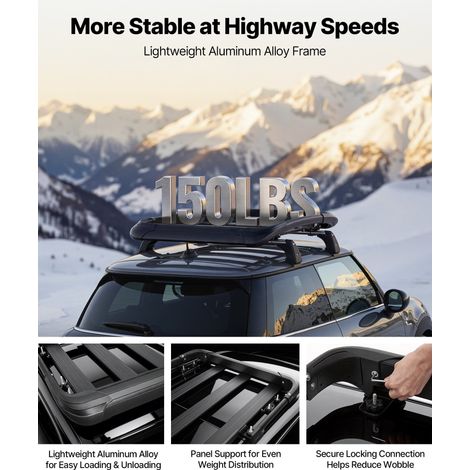 Panier de Toit pour Voiture - 965x965x142 mm Porte Bagages (1/5)