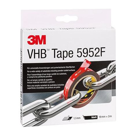 Hbv Negro Cinta Adhesiva De Doble Cara 5952F 12M X 33M 3M (Para 6)