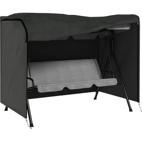 Copertura per altalena da giardino 3 posti 205x124x164 cm poliestere Oxford 600D grigio scuro HOMVRA (1/5)