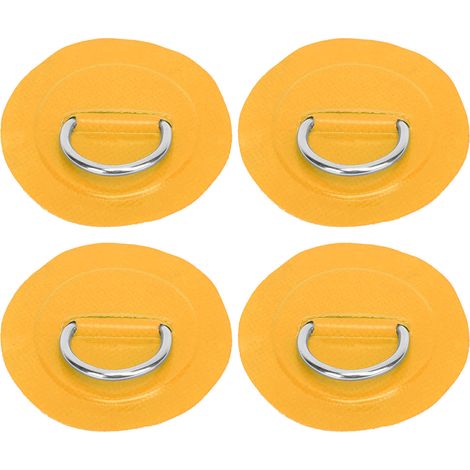 Set mit 4 elastischen PVC-Bändern mit D-Ringen aus Edelstahl und gelben Laschen (1/5)