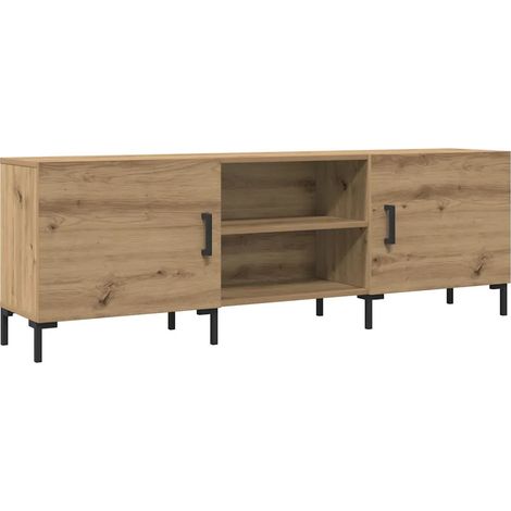 Meuble TV design moderne avec rangement 150 x 30 x 50 cm en bois d'ingénierie chêne artisanal (1/5)