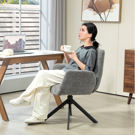 MEUBLIV sillón giratorio 60x61x88 cm gris oscuro - respaldo capitoné, montaje requerido (1/5)