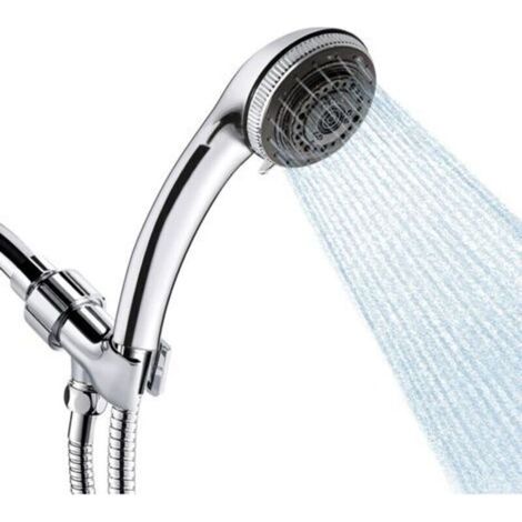 Pommeau de douche 7 modes, économique en eau, avec flexible de 1,5 m et support mural – haute pression, anti-calcaire, facile à installer