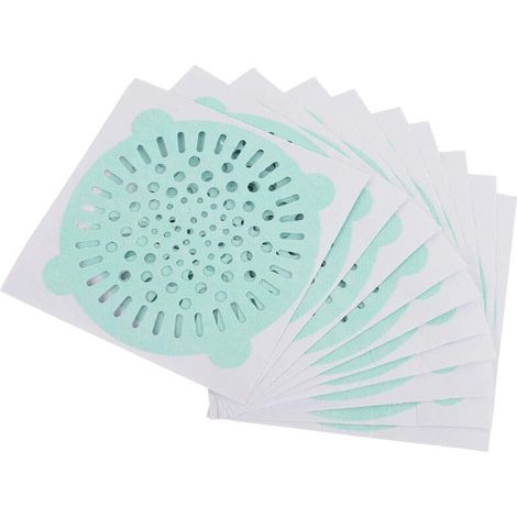10 pcs jetable egouttoir Filtre Film Protecteur, Douche Drain Couvercle Receveur de Cheveux pour Cuisine Salle de Bains Drain de Plancher, Auto-adhesif(Vert)