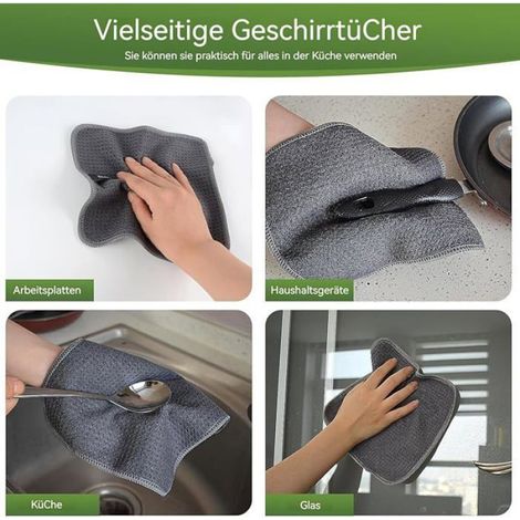 Torchons Gris Torchon gaufré Torchon Microfibre Lavable Torchons pour la Cuisine Torchons épais Non 20cm×20cm Gris 10 EPONGE (1/5)