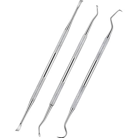 3 pezzi di scaler e raschietto dentale per cani, rimozione del tartaro a doppia testa in acciaio inossidabile, strumenti per la pulizia dei denti degli animali domestici per cani e gatti (argento)