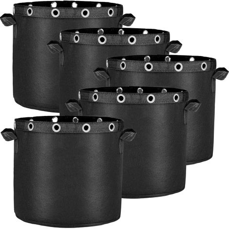 Lot de 5 sacs de plantation en tissu non tissé - Pour entraînement à faible stress - Réutilisables - Pour balcon, terrasse, serre et jardin (30 l) (1/5)