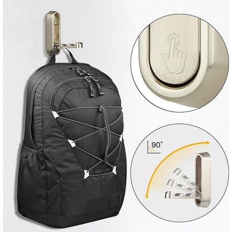 Patere murale retractable Patere doree murale, Crochets de Suspension, pour Vêtements Porte-serviettes, Salle de Bain, Entrée, Chambre (1/3)