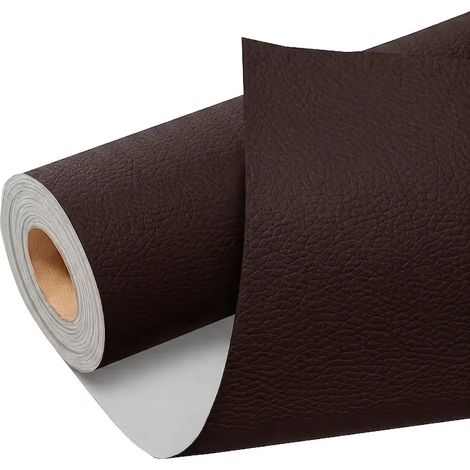 (Marron foncé, 50x148cm) Cuir auto-adhésif, pièces de réparation en cuir, cuir artificiel PU, rénovation de canapés et de sièges de voiture. (1/5)