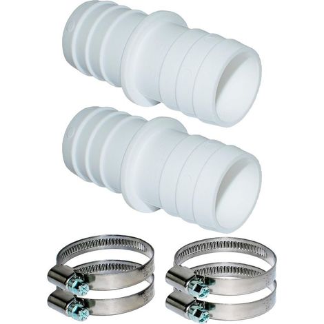 2 X Connecteur de Tuyau 32 mm Ø Set avec Colliers de Serrage 1 pièces 1/4" - Adaptateur de Tuyau pour Piscine - Double Embout de Tuyau Pack de 2 (1/3)